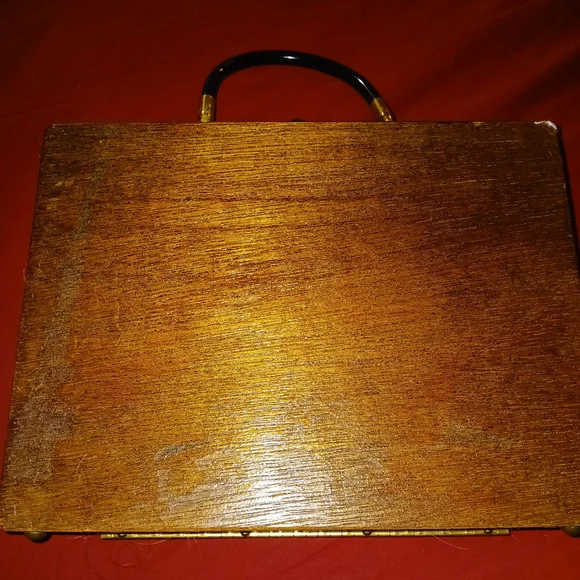 Vintage 1960s Butterfly Embellished Wooden  Cigar Box Purse/ Enid Collins Style - Picture 4 of 16